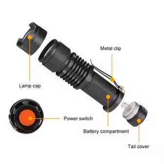 Zaklamp 3watt mini