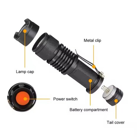 Zaklamp 3watt mini