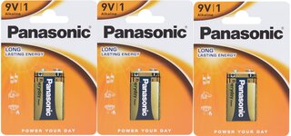 Batterij set voor 12 kanaals Timer schietkist (3x Panasonic 9volt 6LR61 Long Live)